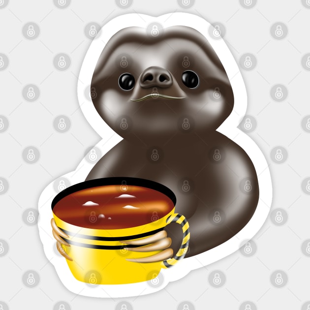 Cute sloth  drinking coffee urgently Sticker by AdishPr